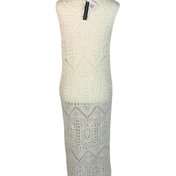 NEW Chelsea & Theodore Womens Sz M White Boho Peasant Beach Long Cardigan Vest - Picture 5 of 9